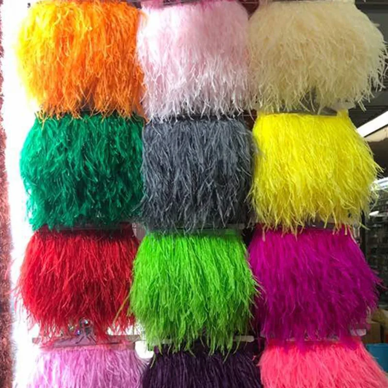 

10yards in a pack .More than 50colors Ostrich Feather Fringe Ribbon Trim Price for DIY Craft size:8-10cm