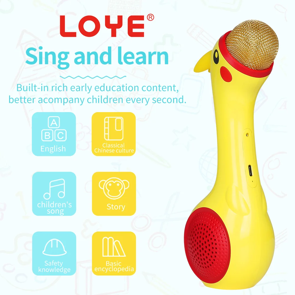 LOYE LY-704K Children Bluetooth Smart Early Educational Machine Microphone Musical Toys for Kids Intelligence Support TF Card