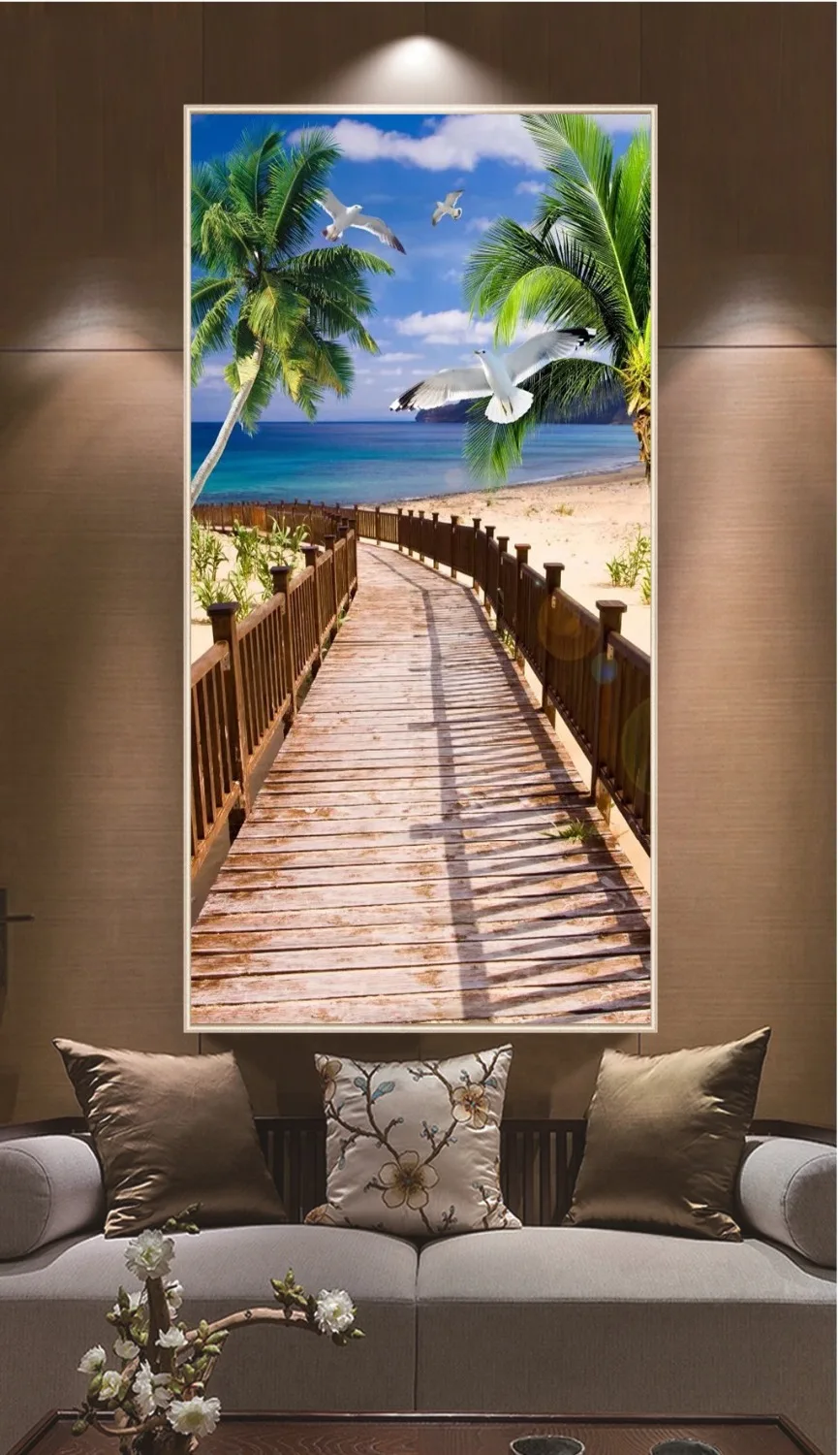 На заказ любой размер 3D Настенные обои деревянный променадный вид на море комнатный, прикрыльцовый фон Настенные Декоративные Расписные обои