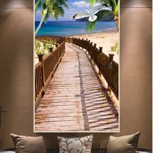 На заказ любой размер 3D Настенные обои деревянный променадный вид на море комнатный, прикрыльцовый фон Настенные Декоративные Расписные обои
