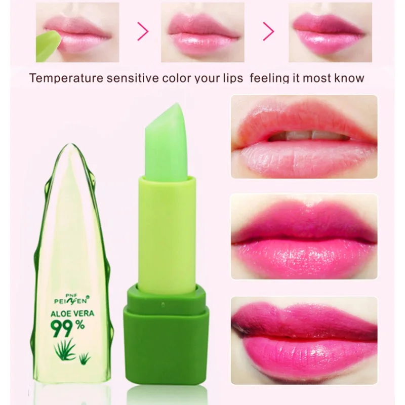 

1pcs Aloe Vera Essence Lips Maquillaje Rouge A Levre Matte Moistourizer Change Color Lipstick Labiales Matte Beauty Batom