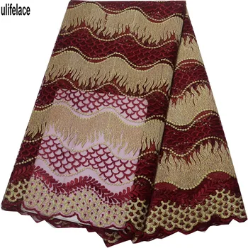 

Wine Lace Fabric Double Color Mesh Embroidered Nigerian Laces Fabrics High Quality French Tulle Lace Fabric For Wome F4-1829