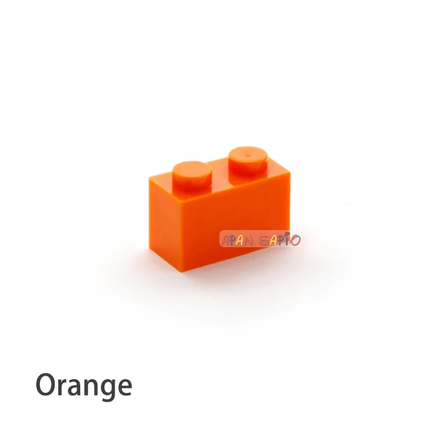 100pcs DIY Building Blocks Thick Figures Bricks 1x2Dots Educational Creative Size Compatible With 3004 Plastic Toys for Children Orange 100pcs