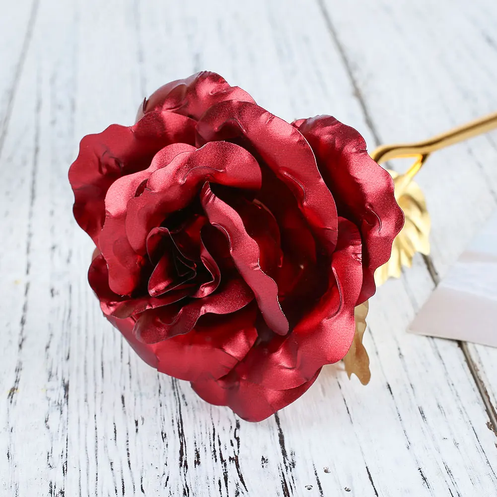 

24K Gold Plated Rose With wrapper Flower Valentine's Day Gift Birthday Romantic Golden Rose Home Decor Festive Party Supplies