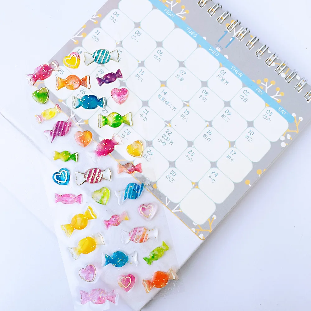 

1 Sheet Sweet Candy Crystal DIY Stickers Decorative Scrapbooking Diary Album Stick Label Kids Gift