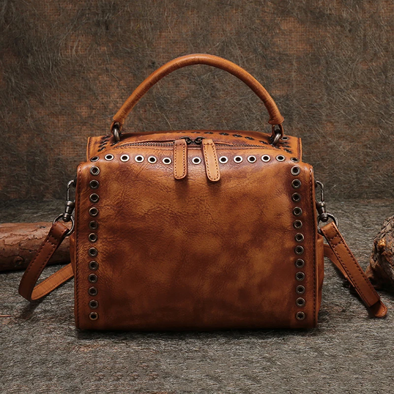 

Square Ladies Handbags Cow Skin Leather Shoulder Sling Bag Handmade Genuine Leather Messenger Female Crossbody Small Hand Bags