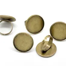 400 шт./лот бронзовый тон Регулируемые Настройки кольцо Fit Камея