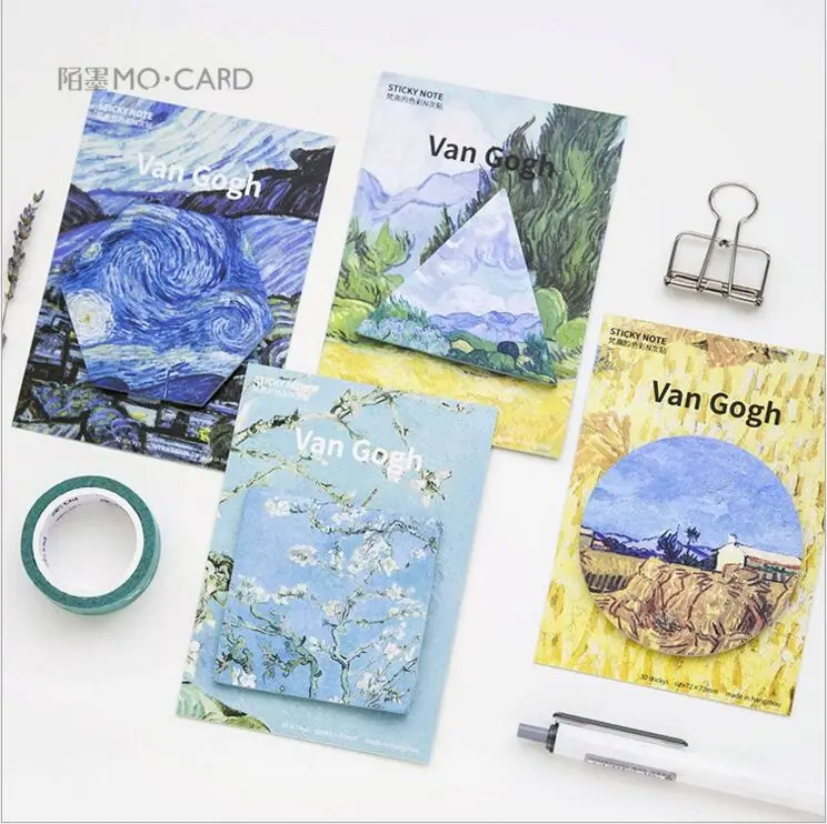 

Van Gogh Color Painting Gold Rye Artwork Memo Pad Sticky Notes Bookmark Mini Notebook Scratch Pad Work Schedule Notepad