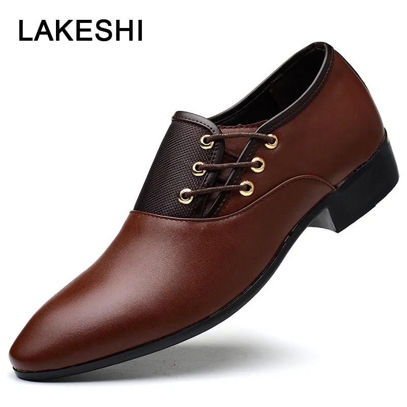 

New Shoes Men Formal Shoes Leather Flats Oxford Shoes For Men Oxfords Pointed Toe Lace Up Leather Men Dress Business Shoes