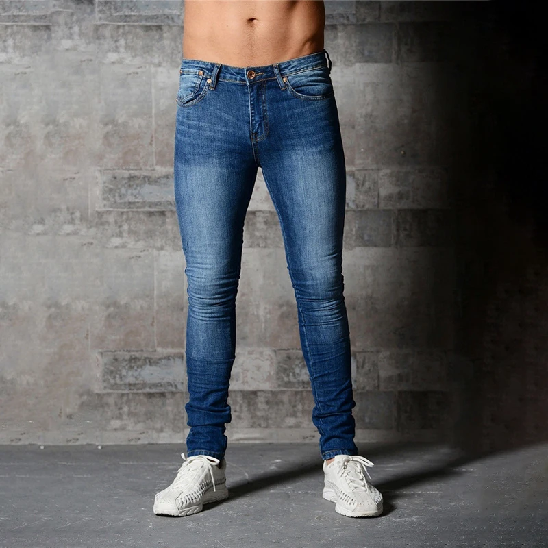 

Plus Size Skin ny Jeans Men Casual Stretch Straight Trousers Jeans Fashion Solid Streetwear Slim Fit Denim Pencil Pants C1306
