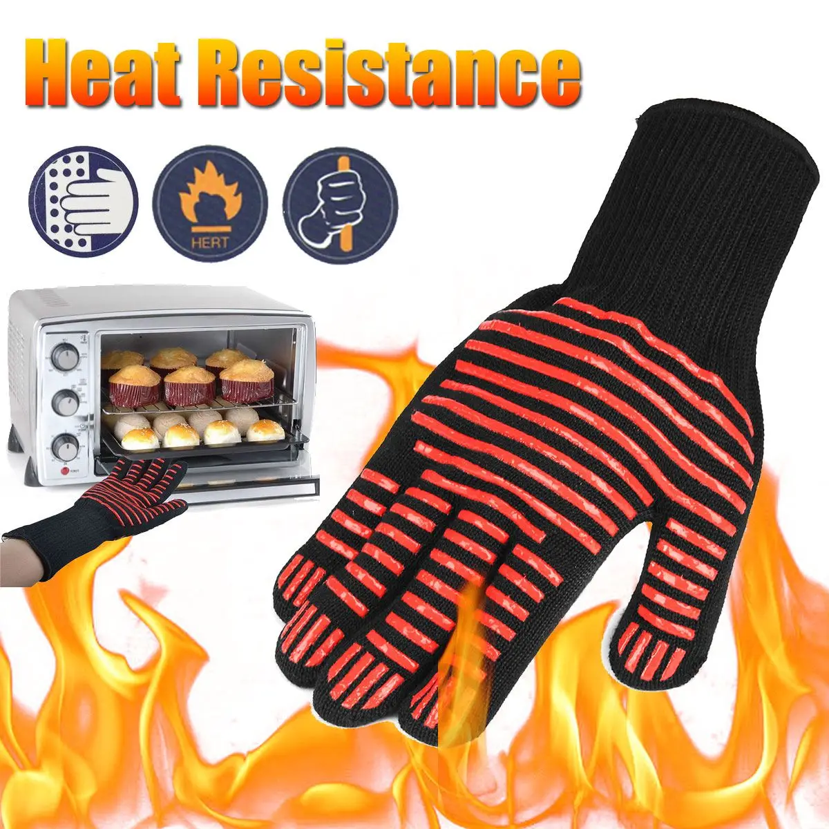 

Safurance Insulate Anti-skid Heat Resistance Gloves For BBQ Oven Grill Cooking Baking Workplace Safety