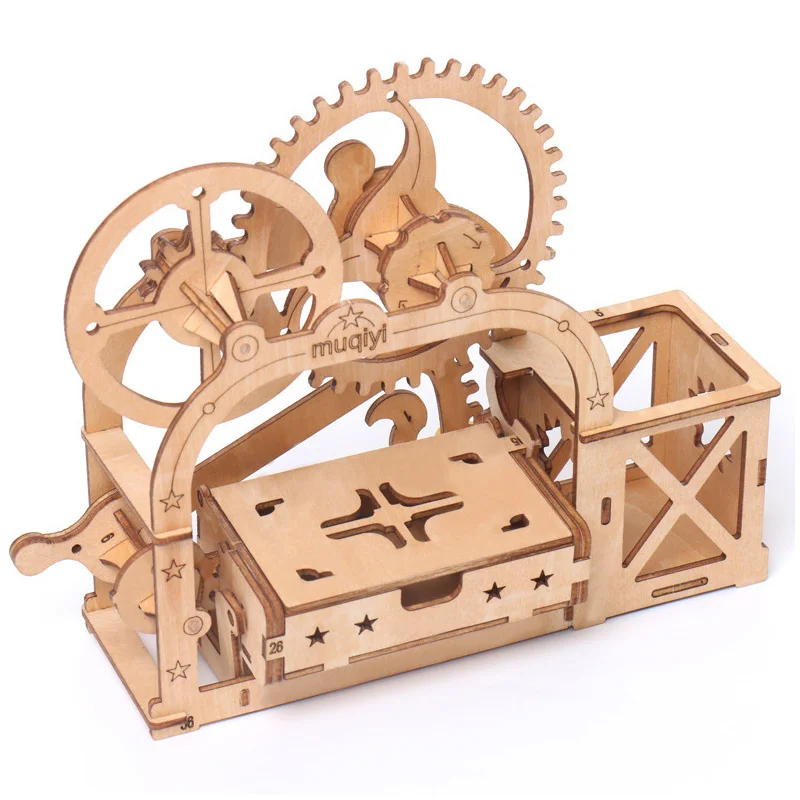 

Creative DIY 3D Mechanical Model Card Holder Woodcraft Assembly Kits Puzzle Game Gear Drive Gift for Adults Children