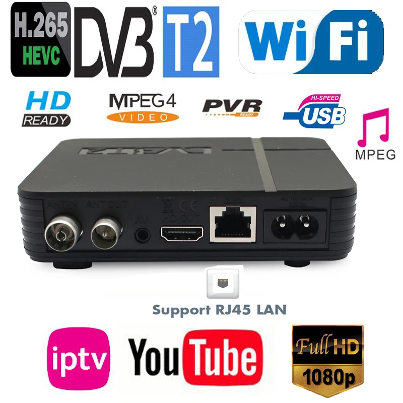 Мини DVB-T2 H.265/HEVC Полный совместимый DVB-T/H264 DVB T2 H265 Hevc Dolby AC3 IPTV Youtube эфирный цифровой тюнер K2 MAX