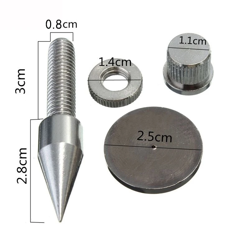 Mayitr 1set M8*60mm Stainless Steel Amplifier Speaker Spike High Quality Isolation Amplifier Cone Stand Feet+Base Pad