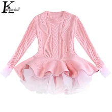 Платье для маленьких девочек осенне-зимнее платье с длинными рукавами для девочек Детские платья для девочек, костюм Одежда для детей 3, 4, 5, 6, 7, 8 лет