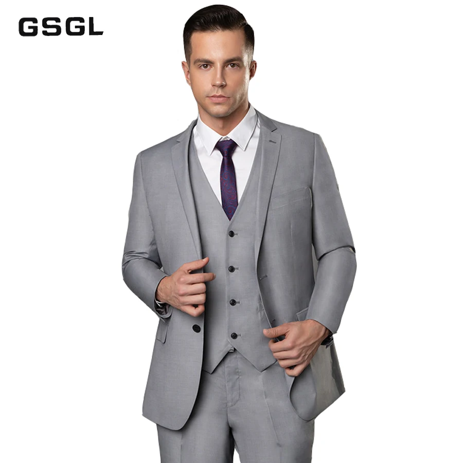

Men's Slim Fit 3 Piece Suit Two Button Blazer Tux Vest & Trousers