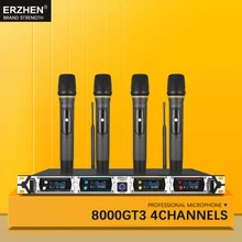 Wireless microphone system 8000GT3professional UHF channels dynamic microphone professional 4 karaoke microphone + latest concep