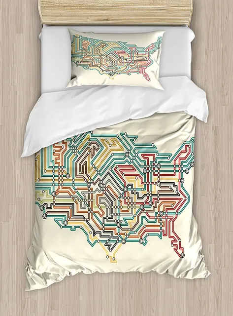 World Map Duvet Cover Set E Underground Of America With Colorful World Map Duvet Cover Set E Underground Of America With Colorful Retro Design New Western Theme 4 Piece Bedding