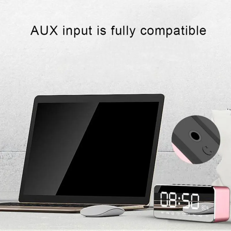 Портативный Bluetooth4.0 Динамик Bass Беспроводной светодиодный дисплей Будильник