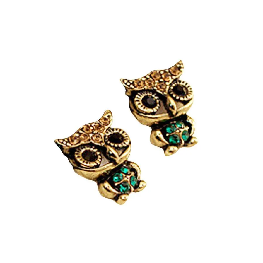 

TZ#50 Fashion Style Owl Rhinestone Cute Vintage Ear Stud Earrings Free Shipping