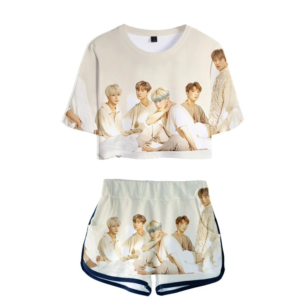Модный комплект одежды в стиле хип хоп из 2 предметов Monsta X корейский женский шт.