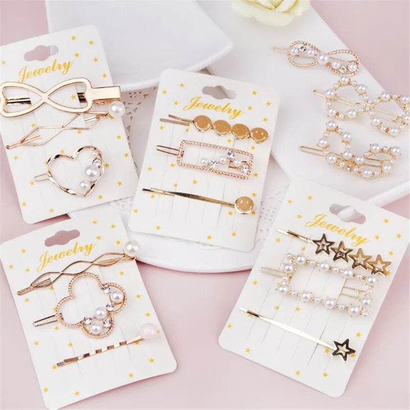 

3 pcs/set 2019 Women Korean Style Chic Hair Clips Hairpins Female Girls Rhinestone Elegant Pearls Wedding Party Hair Accessories