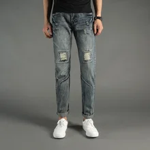 Italian Style Fashion Mens Jeans Knee Frayed Hole Destroyed Ripped Jeans Men Pants Slim Fit Streetwear DSEL Brand Biker Jeans Italian Style Fashion Mens Jeans Knee Frayed Hole Destroyed Ripped Jeans Men Pants Slim Fit Streetwear DSEL Brand Biker Jeans