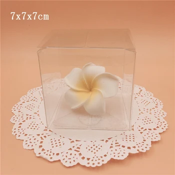 

7*7*7cm Clear PVC Square Gift Boxes Souvenir Box Transparent Candy Packaing Boxes Wedding Party Event Decoration