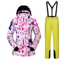 Для женщин лыжный костюм Спорт на открытом воздухе теплый ветрозащитный Водонепроницаемый быстрое высыхание дышащий лыжная куртка брюки на подтяжках Размеры S-XXL