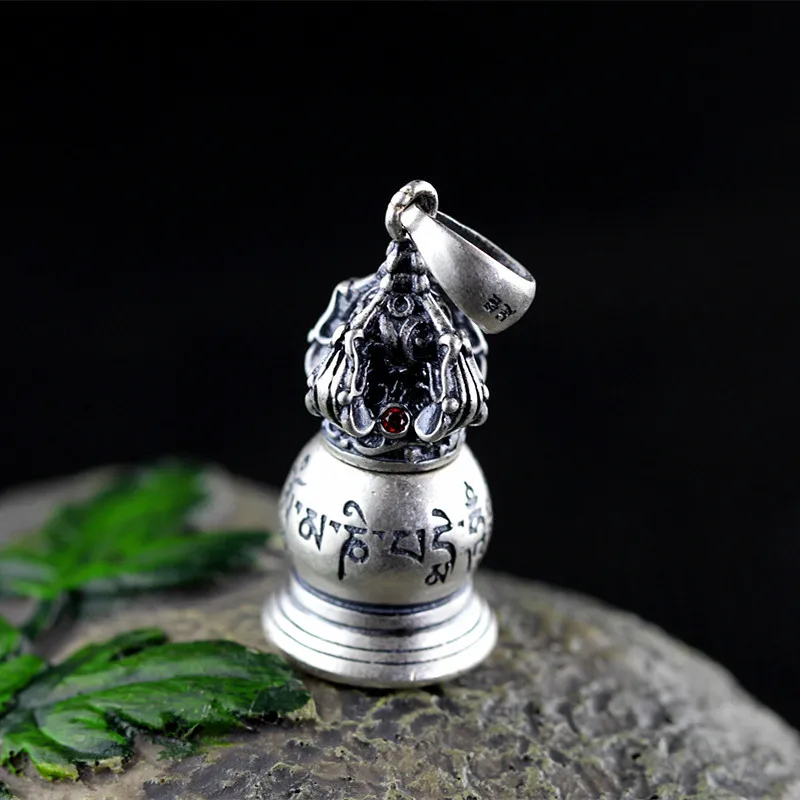 

The character of silver Zuyin jewelry wholesale Matt pure handmade silver Unisex stupa Pendant