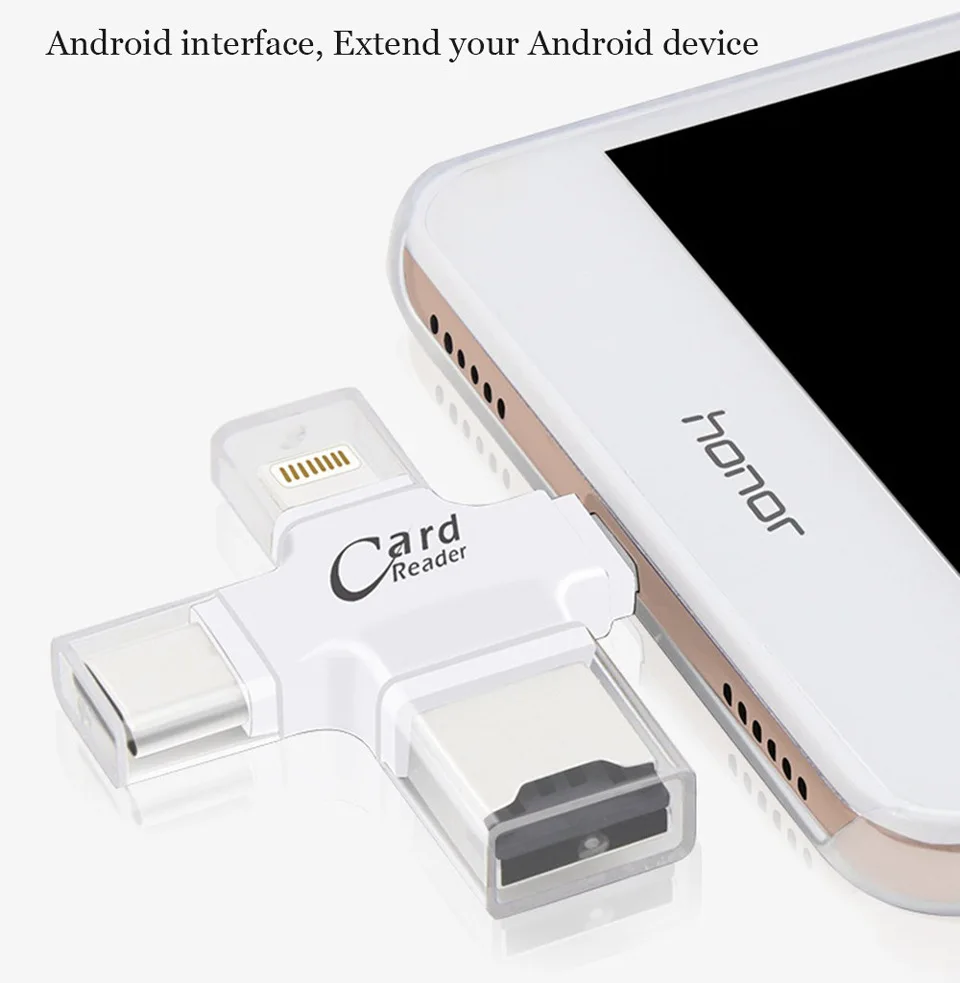 4 в 1 type-c Micro устройство чтения карт памяти Micro SD Card Reader cle usb для Android смартфонов Ipad/iphone OTG кардридер