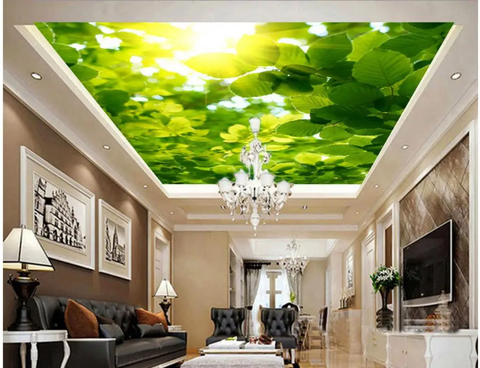 customized wallpaper for walls Green leaves ceiling frescoes 3d ceiling