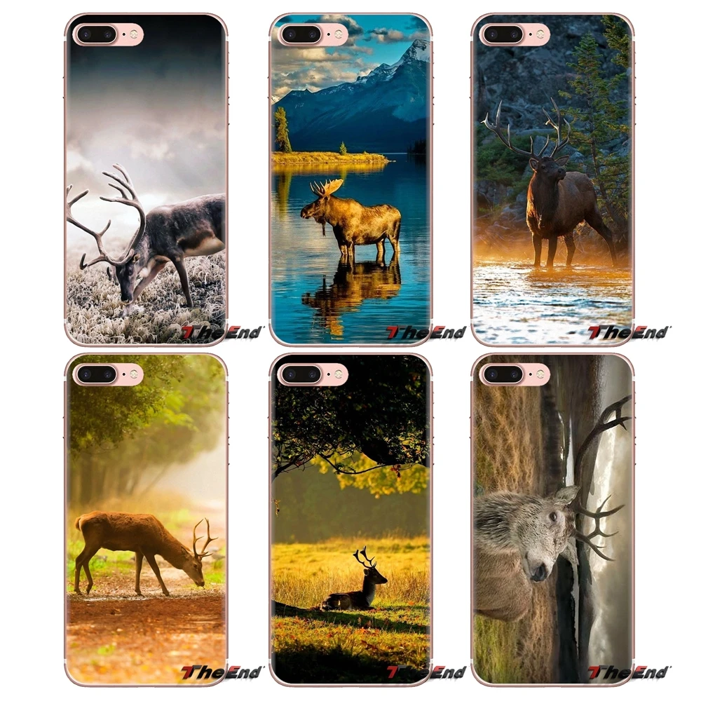

For Huawei G7 G8 P7 P8 P9 P10 P20 P30 Lite Mini Pro P Smart Plus 2017 2018 2019 Soft Skin Cover The Sunset wild deer Pattern Art