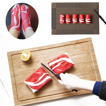 

3D Streaky Pork Design Socks Pop Unique New Creative Painting Art Anklet Men Women Funny Novelty Breathe Freely Cotton Socks
