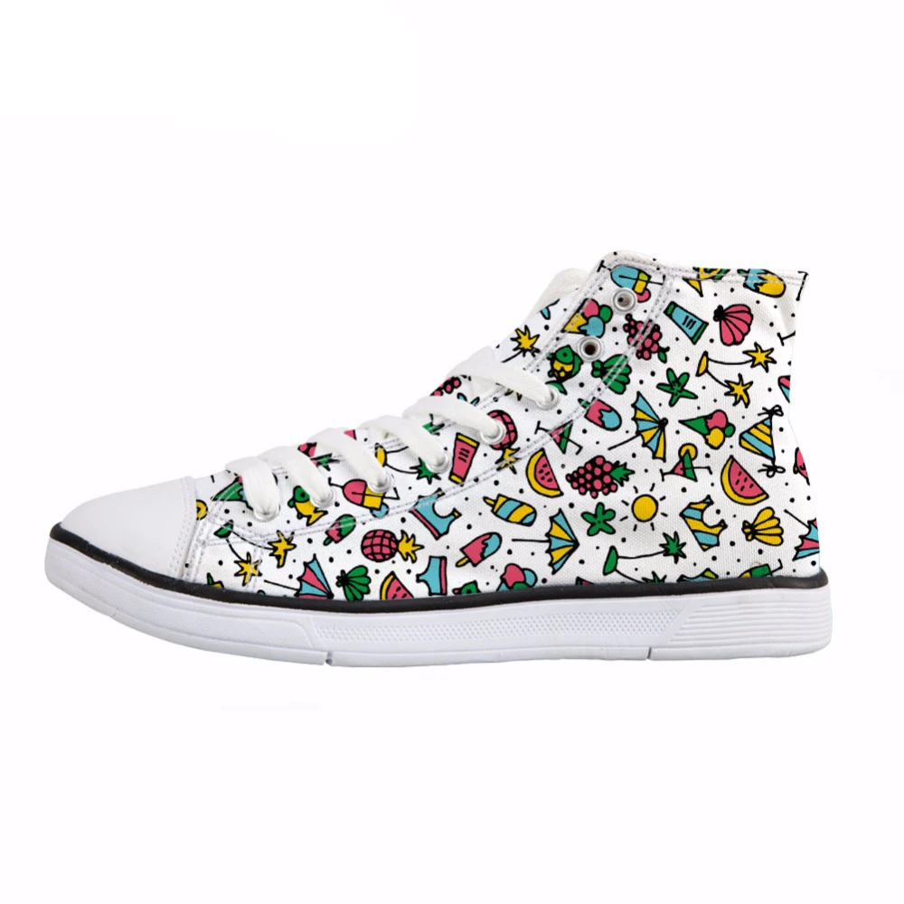 

NOISYDESIGNS Women High Top Canvas Shoes Summer Hand Draw Pattern Lacing Flat Shoe Spring Summer Vulcanize Shoes Sneakers Female