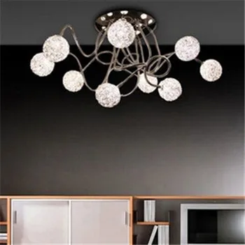 

modern brief art deco celing lamp DIY G4*7 heads aluminum flexible round ball ceiling lamp bedroom living room lamp 1480