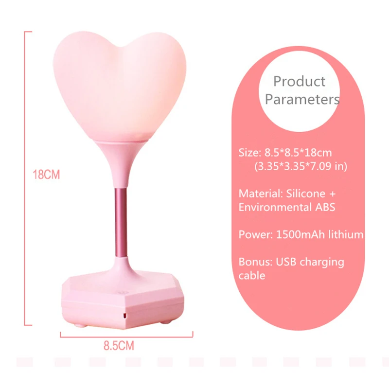 Heart Night Light Touch Control Night Lamp Three-shift Dimming Luminary Bedside Lamps Christmas New Year Wedding Decoration 6