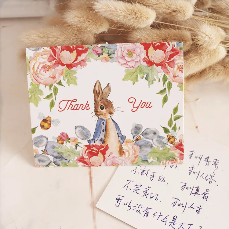 50 шт./лот милые маленькие открытки с кроликом/открытка с благодарностью/поздравительная открытка на день Благодарения/домашнее животное или поздравительная открытка