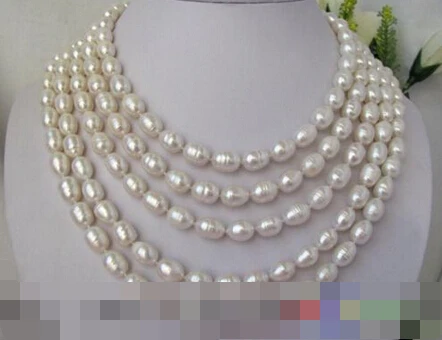 

902 white baroque rice freshwater pearl necklace