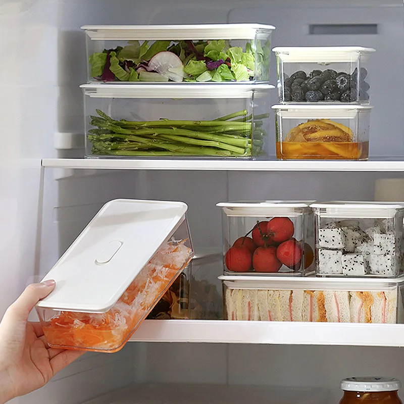 Kitchen Sealed Crisper Transparent Vacuum Food Storage Box Refrigerator Fruit Vegetable Keep fresh Organizer Cans | Дом и сад