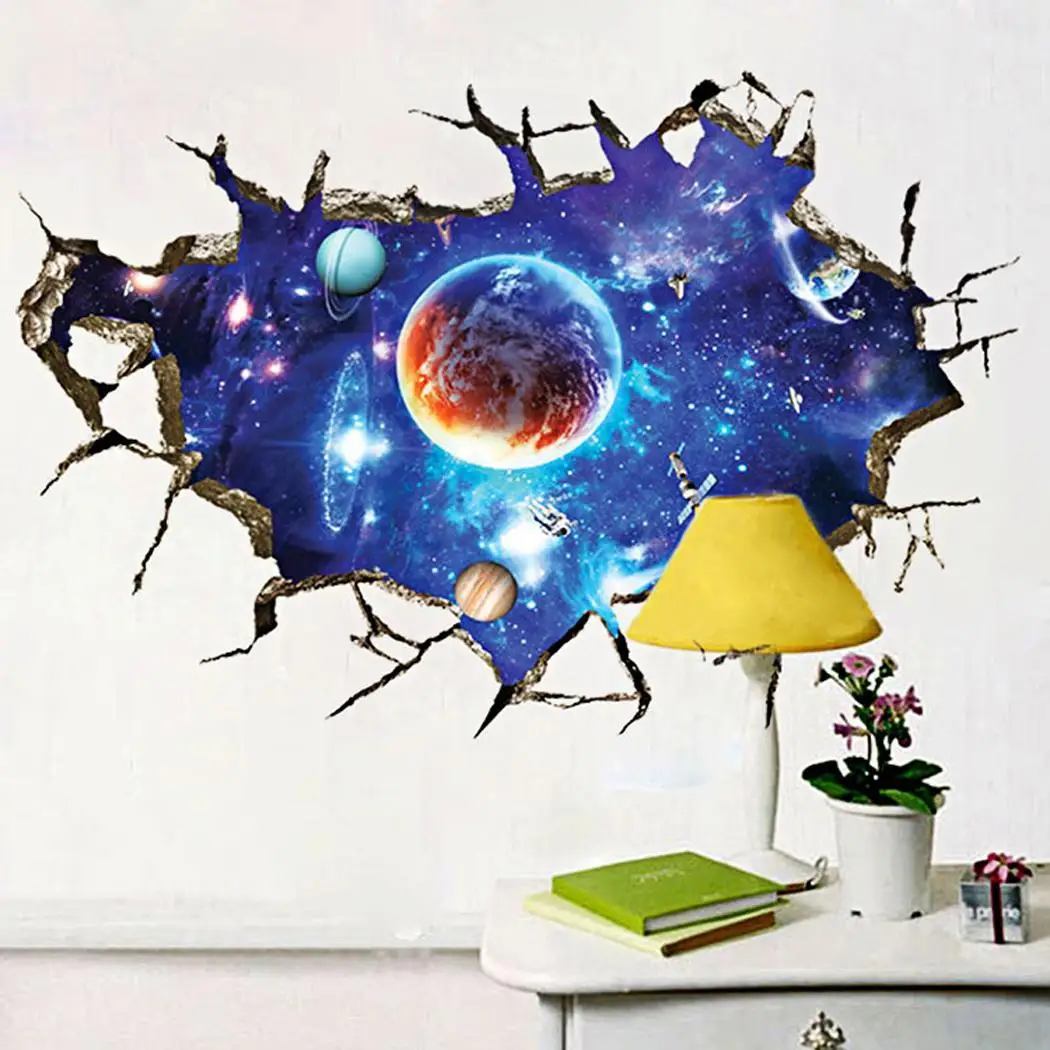 

New 3D Creative Star Space Wall Sticker Waterproof art Decals 170G as picture Child Room decor cute Home Decoration Accessories