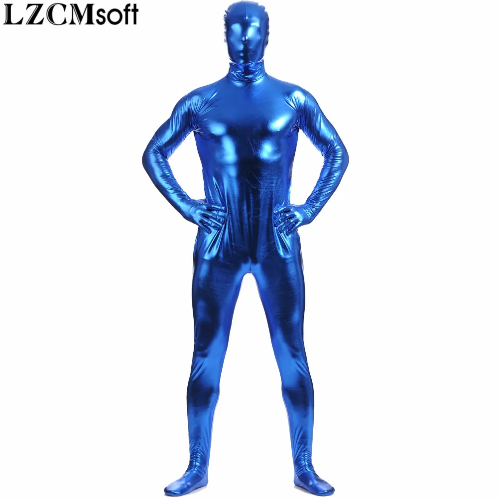 LZCMsoft мужские боди золотого и металлического цвета Zentai для взрослых блестящие