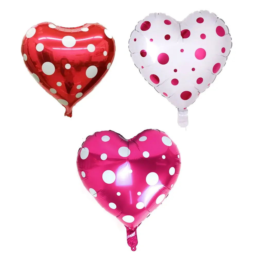 Wedding Party Decorations Inflatable Toys Birthday Helium Balloon Party Supplies 1Pc 18Inch Heart Polka Dot Foil Balloons