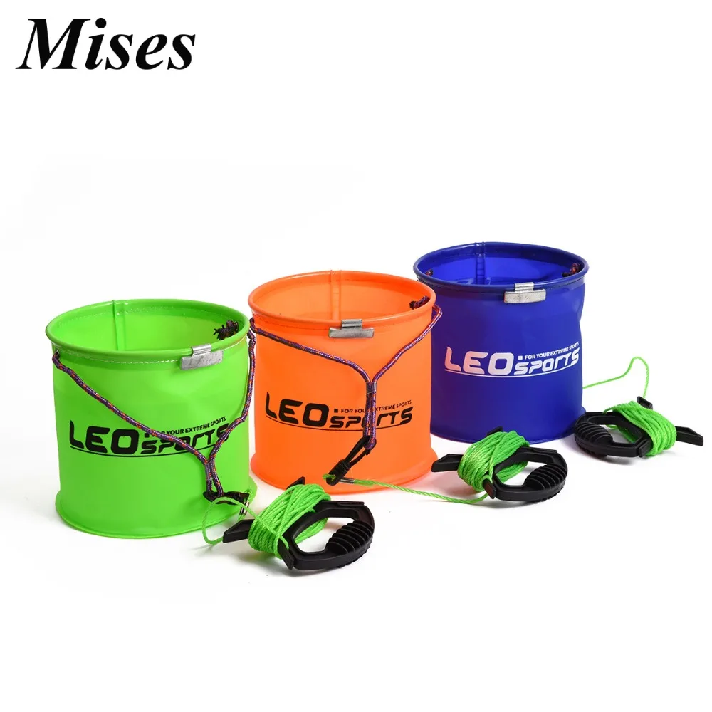 

Mises EVA Portable Folding Bucket 6M Grab Rope Three Color Thicken Scalable Water Basket Fish Barrels Portable Fishing Gear
