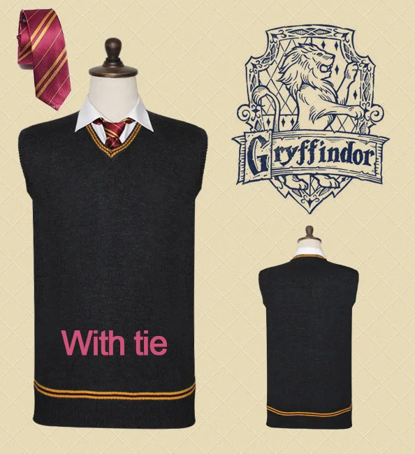 Свитер Gryffindor косплей на Гриффиндор костюмы Слизерин четыре волшебный школьный свитер костюм для Харриса костюм - Цвет: Gryffindor with tie