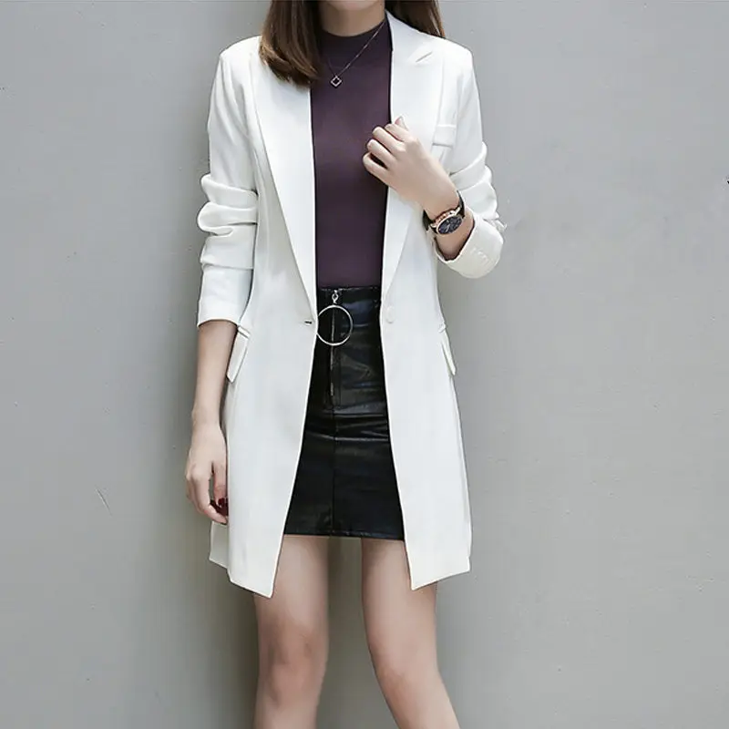Пиджак маленького размера плюс XXXL, Женский офисный Блейзер, женский элегантный Длинный блейзер, женский тонкий пиджак, Женские базовые пальто C5563