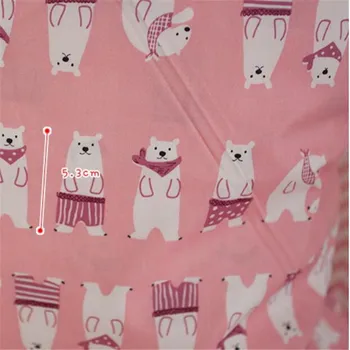 

Pure cotton Nordic ins wind bear printed cloth with pink green grey background