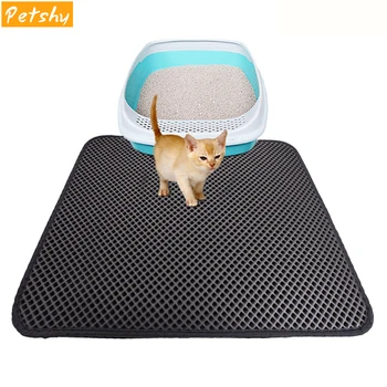 

Petshy Pets Cats Litter Mat Portable Foldable Eco-friendly EVA Foam Trash Pad Waterproof Honeycomb Sifting Pad Feeding M