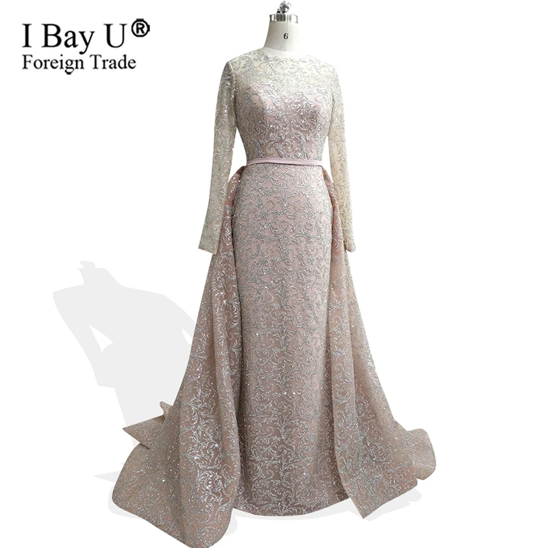 Real Photos Arabic Girl Dresses Glitter Mermaid Evening Dresses 2019