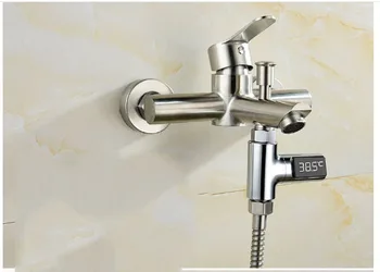 

Water heater spray thermometer fittings temperature monitor Angle adjustable thermometer ABS LED display Brass material